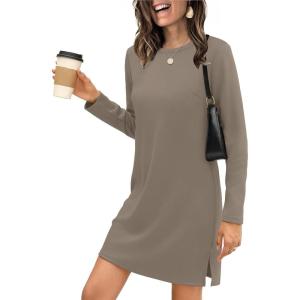 imageSAMPEEL Dresses for Women 2025 Casual Long Sleeve Cozy Tshirt Dress Fashion Fall OutfitsCoffee