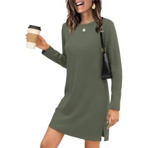imageSAMPEEL Dresses for Women 2025 Casual Long Sleeve Cozy Tshirt Dress Fashion Fall OutfitsGreen
