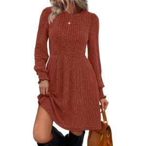 imageSAMPEEL Dresses for Women 2025 Long Sleeve Fall Fashion Casual Sweater Dress Trendy OutiftsCaramel