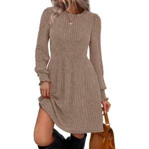 imageSAMPEEL Dresses for Women 2025 Long Sleeve Fall Fashion Casual Sweater Dress Trendy OutiftsCoffee