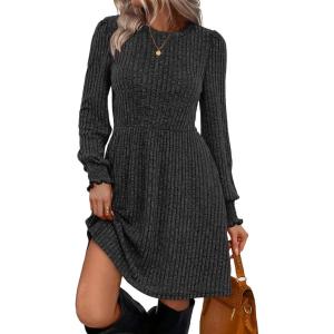 imageSAMPEEL Dresses for Women 2025 Long Sleeve Fall Fashion Casual Sweater Dress Trendy OutiftsGrey