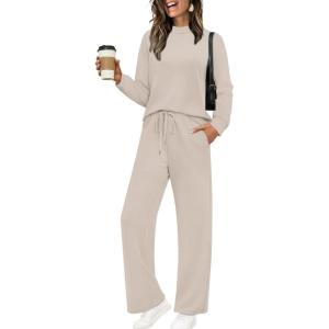 imageSampeel Two Piece Sets for Women Mock Neck Matching Sets Loungewear Fall Clothes Travel Outfits Fashion 2025 XS2XL01beige