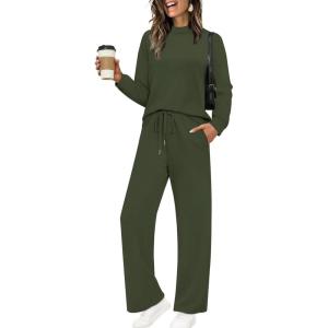imageSampeel Two Piece Sets for Women Mock Neck Matching Sets Loungewear Fall Clothes Travel Outfits Fashion 2025 XS2XL03green