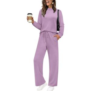imageSampeel Two Piece Sets for Women Mock Neck Matching Sets Loungewear Fall Clothes Travel Outfits Fashion 2025 XS2XL05purple