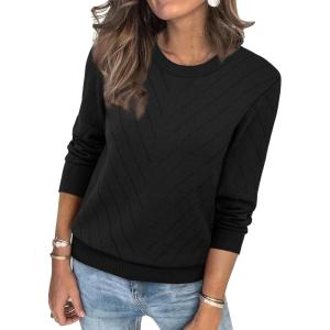 imageSampeel Womens Sweaters Crew Neck Long Sleeve Tops Knit Soft Pullover Sweaters Cozy Dressy Casual Shirts Fashion ClothingBlack