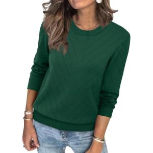 imageSampeel Womens Sweaters Crew Neck Long Sleeve Tops Knit Soft Pullover Sweaters Cozy Dressy Casual Shirts Fashion ClothingGreen