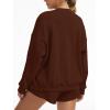 imageAnotherChill Womens Oversized Waffle Knit Lounge Set Long Sleeve Sweatshirt and High Waisted Shorts 2 Piece Casual OutfitBrown