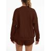 imageAnotherChill Womens Oversized Waffle Knit Lounge Set Long Sleeve Sweatshirt and High Waisted Shorts 2 Piece Casual OutfitBrown
