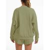 imageAnotherChill Womens Oversized Waffle Knit Lounge Set Long Sleeve Sweatshirt and High Waisted Shorts 2 Piece Casual OutfitGreen