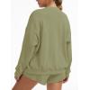 imageAnotherChill Womens Oversized Waffle Knit Lounge Set Long Sleeve Sweatshirt and High Waisted Shorts 2 Piece Casual OutfitGreen
