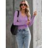imageLong Sleeve Shirts for Women Lace V Neck Ribbed Fitted TShirt Dressy Business Casual Blouses 2025 Trendy Fall TopsLavender