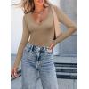 imageLong Sleeve Shirts for Women Lace V Neck Ribbed Fitted TShirt Dressy Business Casual Blouses 2025 Trendy Fall TopsLight Khaki