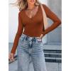 imageLong Sleeve Shirts for Women Lace V Neck Ribbed Fitted TShirt Dressy Business Casual Blouses 2025 Trendy Fall TopsOrange