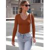 imageLong Sleeve Shirts for Women Lace V Neck Ribbed Fitted TShirt Dressy Business Casual Blouses 2025 Trendy Fall TopsOrange