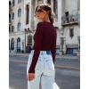 imageLong Sleeve Shirts for Women Lace V Neck Ribbed Fitted TShirt Dressy Business Casual Blouses 2025 Trendy Fall TopsWine Red