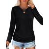 imageSAMPEEL Long Sleeve Shirts for Women Ruched Fall Tops Crew Neck T Shirts Fashion Clothing 2025All Black