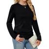 imageSAMPEEL Long Sleeve Shirts for Women Ruched Fall Tops Crew Neck T Shirts Fashion Clothing 2025All Black