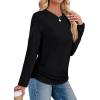 imageSAMPEEL Long Sleeve Shirts for Women Ruched Fall Tops Crew Neck T Shirts Fashion Clothing 2025All Black