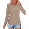 imageSAMPEEL Long Sleeve Shirts for Women Ruched Fall Tops Crew Neck T Shirts Fashion Clothing 2025Khaki