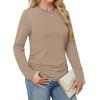 imageSAMPEEL Long Sleeve Shirts for Women Ruched Fall Tops Crew Neck T Shirts Fashion Clothing 2025Khaki