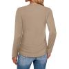 imageSAMPEEL Long Sleeve Shirts for Women Ruched Fall Tops Crew Neck T Shirts Fashion Clothing 2025Khaki