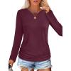 imageSAMPEEL Long Sleeve Shirts for Women Ruched Fall Tops Crew Neck T Shirts Fashion Clothing 2025Purple