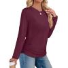 imageSAMPEEL Long Sleeve Shirts for Women Ruched Fall Tops Crew Neck T Shirts Fashion Clothing 2025Purple