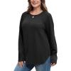 imageSAMPEEL Sweatshirt for Women Long Sleeve Shirts Crewneck Sweaters Fall Fashion Outfits 2025 Trendy Tunic Tops Plus SizeBlack