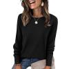 imageSAMPEEL Sweatshirt for Women Long Sleeve Shirts Crewneck Sweaters Fall Fashion Outfits 2025 Trendy Tunic Tops Plus SizeBlack