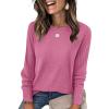 imageSAMPEEL Sweatshirt for Women Long Sleeve Shirts Crewneck Sweaters Fall Fashion Outfits 2025 Trendy Tunic Tops Plus SizeHot Pink