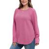 imageSAMPEEL Sweatshirt for Women Long Sleeve Shirts Crewneck Sweaters Fall Fashion Outfits 2025 Trendy Tunic Tops Plus SizeHot Pink