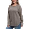 imageSAMPEEL Sweatshirt for Women Long Sleeve Shirts Crewneck Sweaters Fall Fashion Outfits 2025 Trendy Tunic Tops Plus SizeKhaki