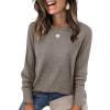 imageSAMPEEL Sweatshirt for Women Long Sleeve Shirts Crewneck Sweaters Fall Fashion Outfits 2025 Trendy Tunic Tops Plus SizeKhaki