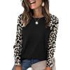imageSAMPEEL Sweatshirt for Women Long Sleeve Shirts Crewneck Sweaters Fall Fashion Outfits 2025 Trendy Tunic Tops Plus SizeLeopardblack