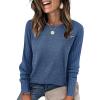 imageSAMPEEL Sweatshirt for Women Long Sleeve Shirts Crewneck Sweaters Fall Fashion Outfits 2025 Trendy Tunic Tops Plus SizeNavy Blue