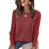 imageSAMPEEL Sweatshirt for Women Long Sleeve Shirts Crewneck Sweaters Fall Fashion Outfits 2025 Trendy Tunic Tops Plus SizeRed