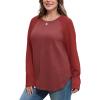 imageSAMPEEL Sweatshirt for Women Long Sleeve Shirts Crewneck Sweaters Fall Fashion Outfits 2025 Trendy Tunic Tops Plus SizeRed