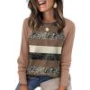 imageSAMPEEL Sweatshirt for Women Long Sleeve Shirts Crewneck Sweaters Fall Fashion Outfits 2025 Trendy Tunic Tops Plus SizeStripedbrown