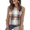 imageSAMPEEL Sweatshirt for Women Long Sleeve Shirts Crewneck Sweaters Fall Fashion Outfits 2025 Trendy Tunic Tops Plus SizeYellow Plaid
