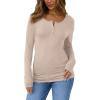 imageSAMPEEL Womens Long Sleeve Henley Shirts Slim Fit Tops 2025 Casual Fashion Outfits Basic Trendy TShirts Soft ClothingBeige