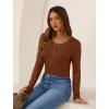 imageSAMPEEL Womens Long Sleeve Henley Shirts Slim Fit Tops 2025 Casual Fashion Outfits Basic Trendy TShirts Soft ClothingCaramel