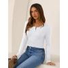 imageSAMPEEL Womens Long Sleeve Henley Shirts Slim Fit Tops 2025 Casual Fashion Outfits Basic Trendy TShirts Soft ClothingClassic White