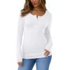 imageSAMPEEL Womens Long Sleeve Henley Shirts Slim Fit Tops 2025 Casual Fashion Outfits Basic Trendy TShirts Soft ClothingClassic White