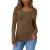 imageSAMPEEL Womens Long Sleeve Henley Shirts Slim Fit Tops 2025 Casual Fashion Outfits Basic Trendy TShirts Soft ClothingCoffee