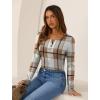 imageSAMPEEL Womens Long Sleeve Henley Shirts Slim Fit Tops 2025 Casual Fashion Outfits Basic Trendy TShirts Soft ClothingPatternplaid