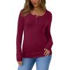 imageSAMPEEL Womens Long Sleeve Henley Shirts Slim Fit Tops 2025 Casual Fashion Outfits Basic Trendy TShirts Soft ClothingWine Red