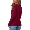 imageSAMPEEL Womens Long Sleeve Henley Shirts Slim Fit Tops 2025 Casual Fashion Outfits Basic Trendy TShirts Soft ClothingWine Red