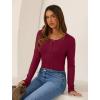 imageSAMPEEL Womens Long Sleeve Henley Shirts Slim Fit Tops 2025 Casual Fashion Outfits Basic Trendy TShirts Soft ClothingWine Red