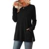 imageSAMPEEL Womens Sweaters Crewneck Long Sleeve Shirts with Pockets Fall Outfits 2025 Fashion Winter Clothing Side SlitBlack