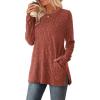 imageSAMPEEL Womens Sweaters Crewneck Long Sleeve Shirts with Pockets Fall Outfits 2025 Fashion Winter Clothing Side SlitCaramel